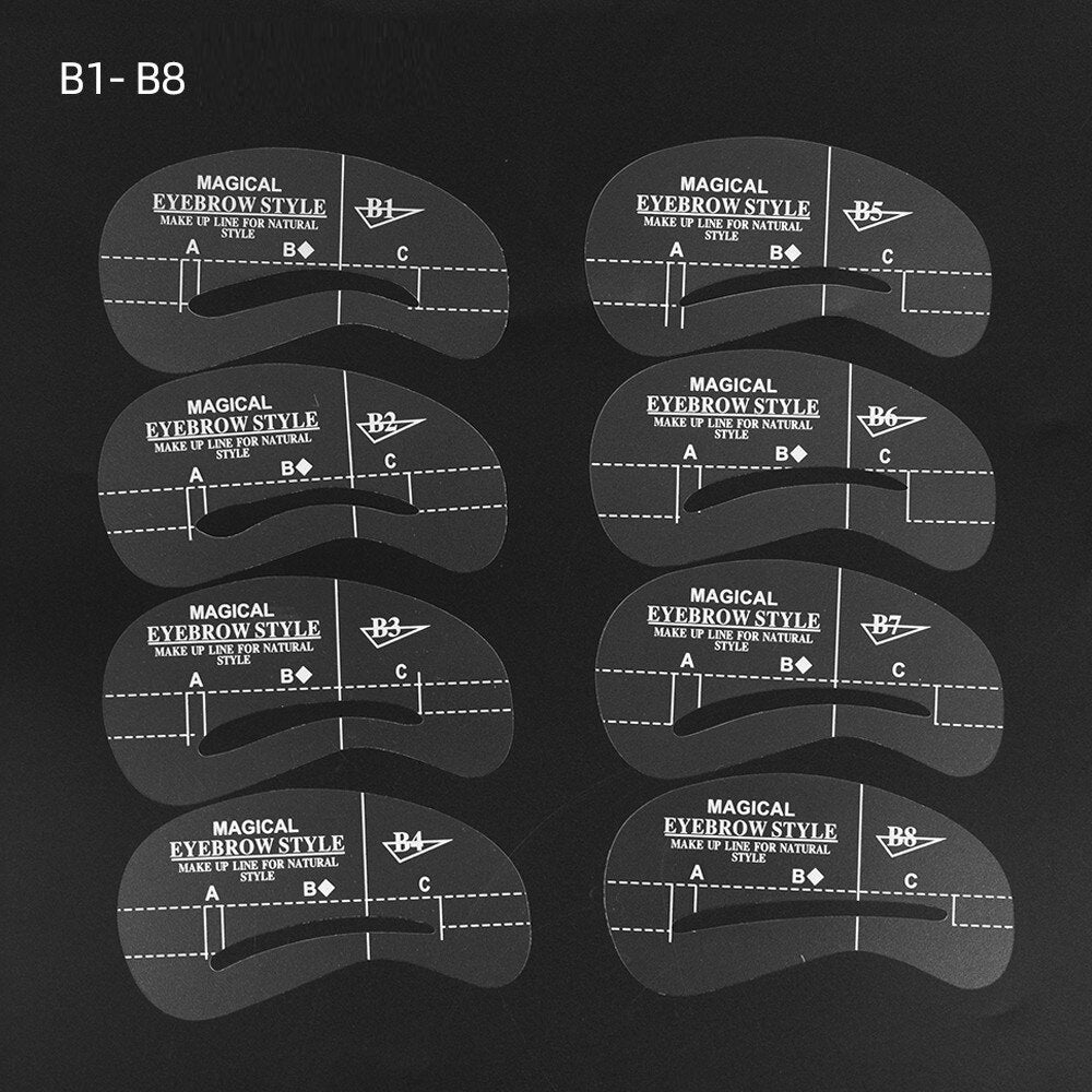 Eyebrow Shaping Template Stencils, models B1 - B8