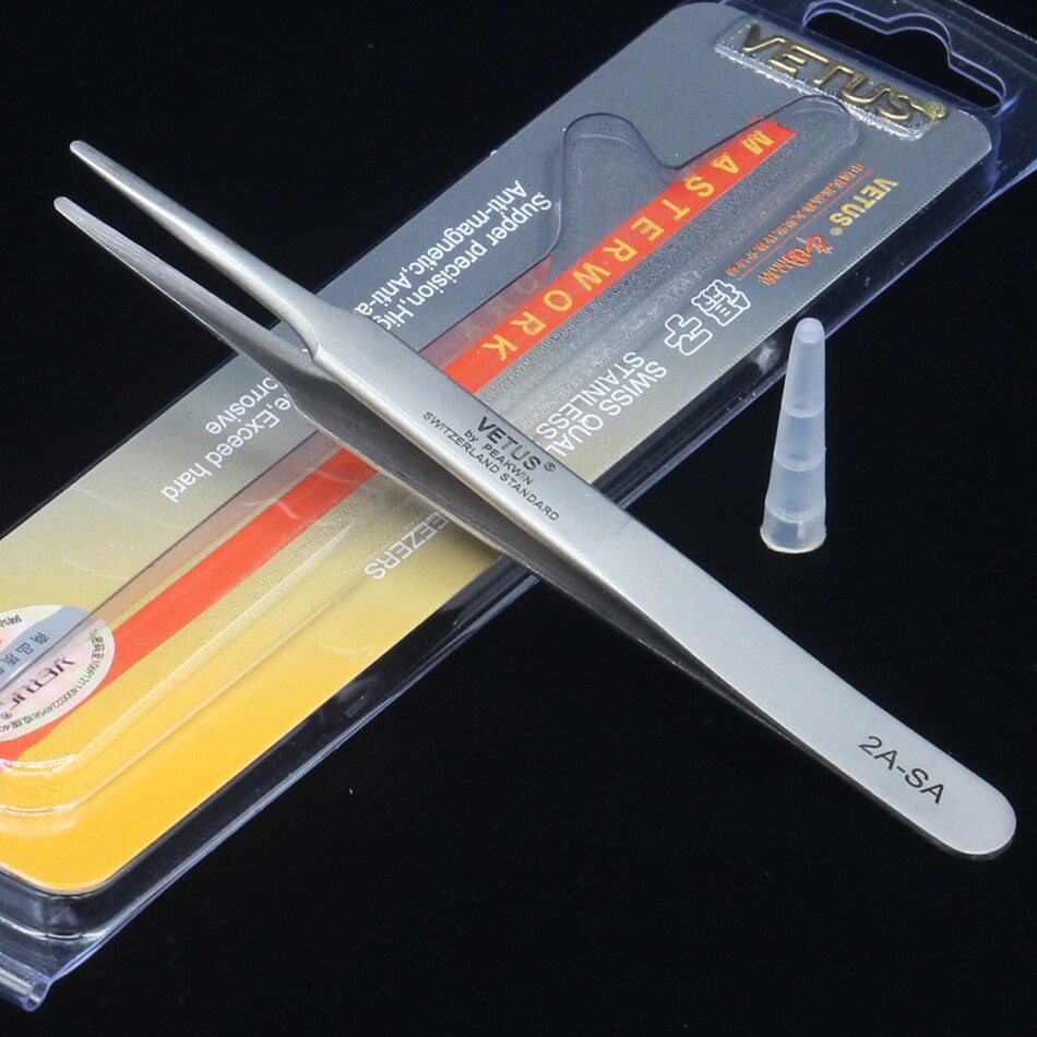 Genuine VETUS 2A-SA tweezers for eyelash extensions, SILVER