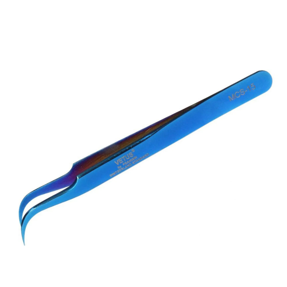 VETUS MCS-15 PRO tweezers for eyelash extensions, BLUE