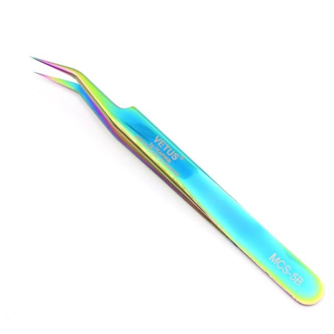 VETUS MCS-5B PRO tweezers for eyelash extensions, RAINBOW