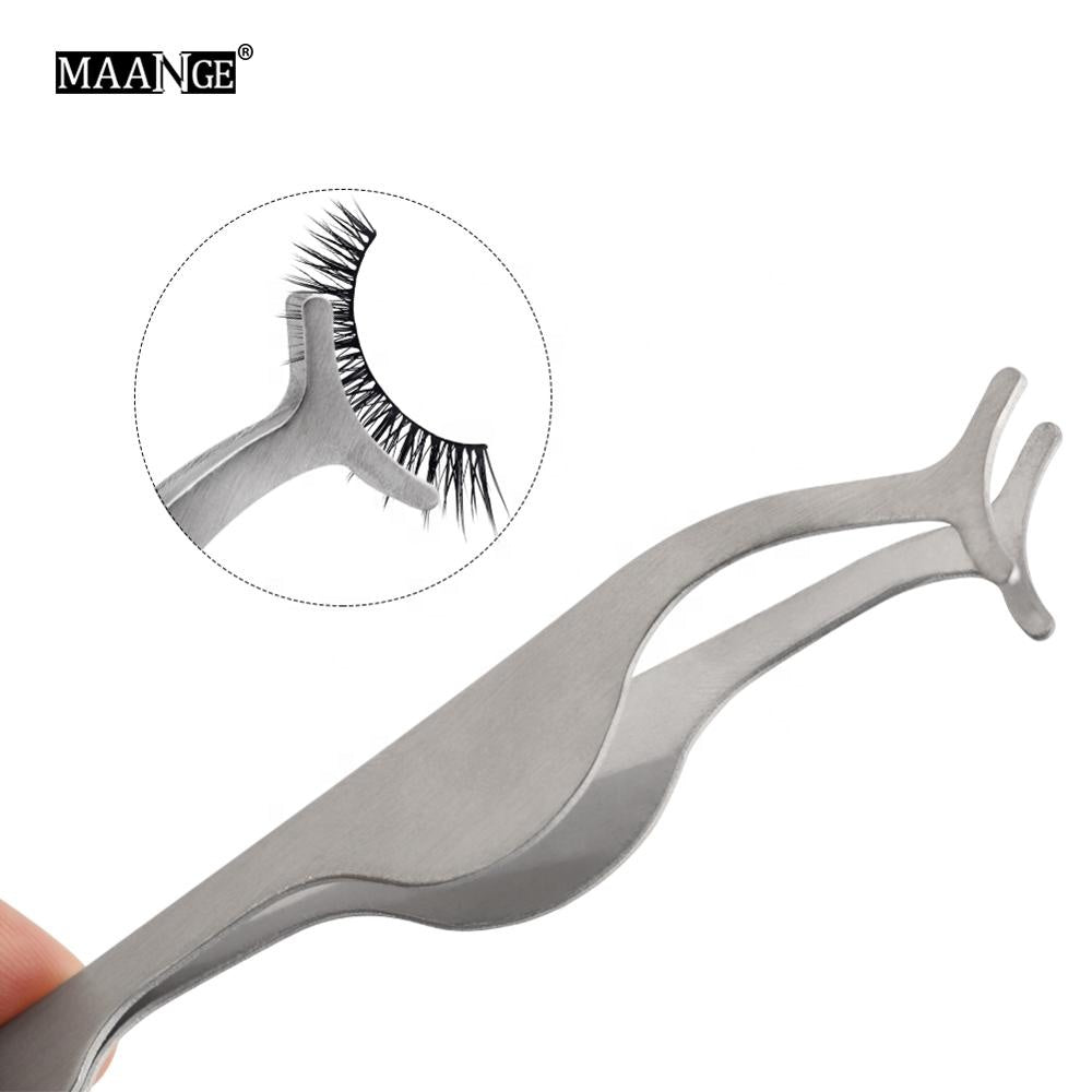 Metallic eyelashes tweezers for easy strip lashes application, silver, pink or black
