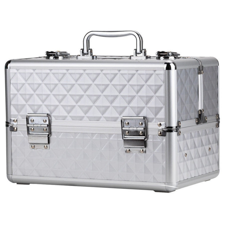 Beauty suitcase with 3D design S size, SILVER