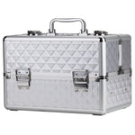 Beauty suitcase with 3D design S size, SILVER
