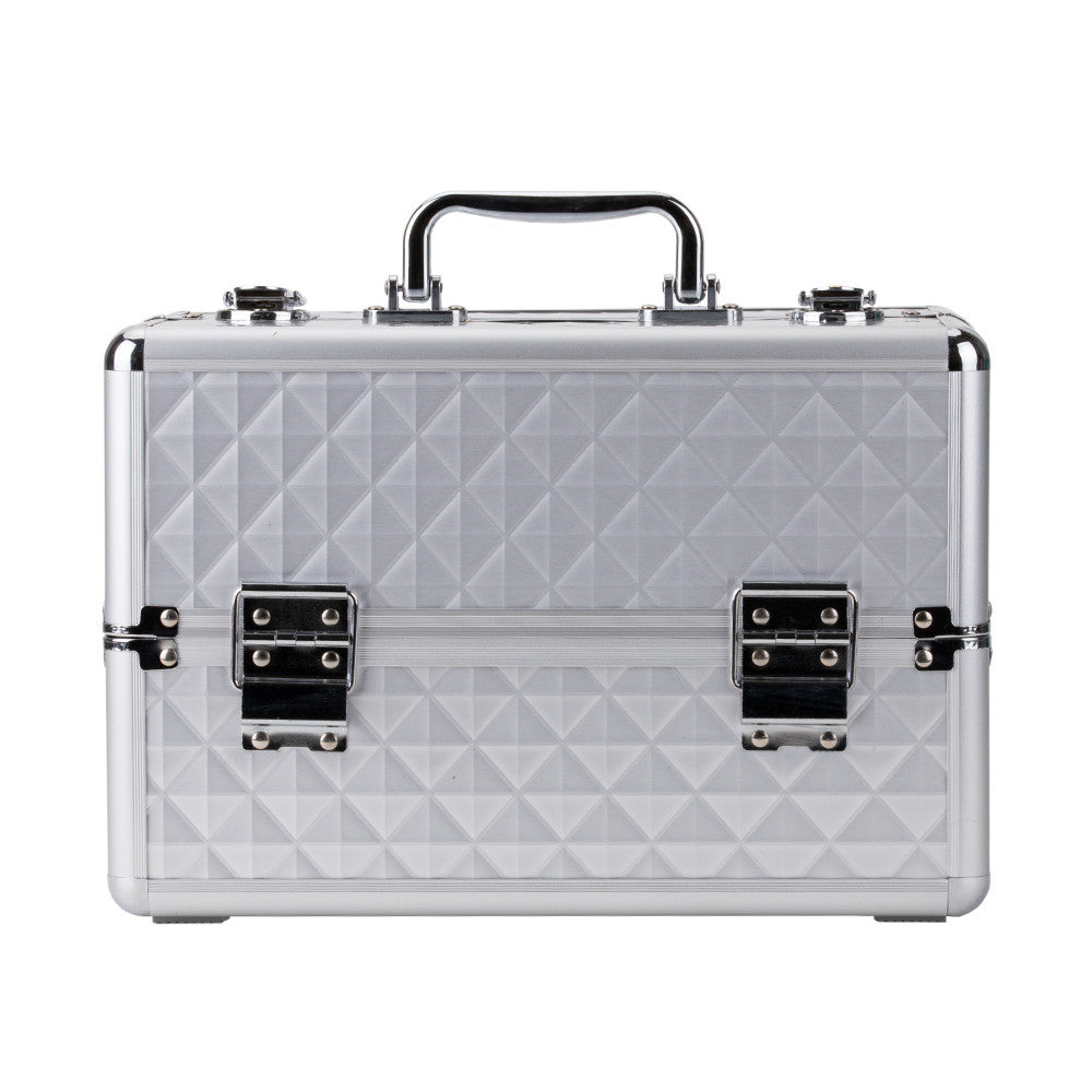 Beauty suitcase with 3D design S size, SILVER