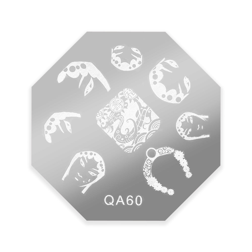 Template for Konad nail stamping art, QA60