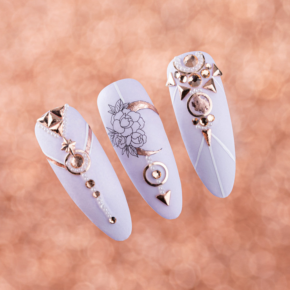 Nail design metal MIX 6 shapes, golden rose