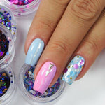 Nail design confetti round sequins, different colors