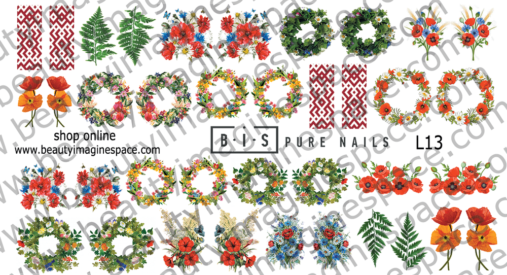 BIS Pure Nails Slider Nail Design Stickers Water Decals | LĪGO L13