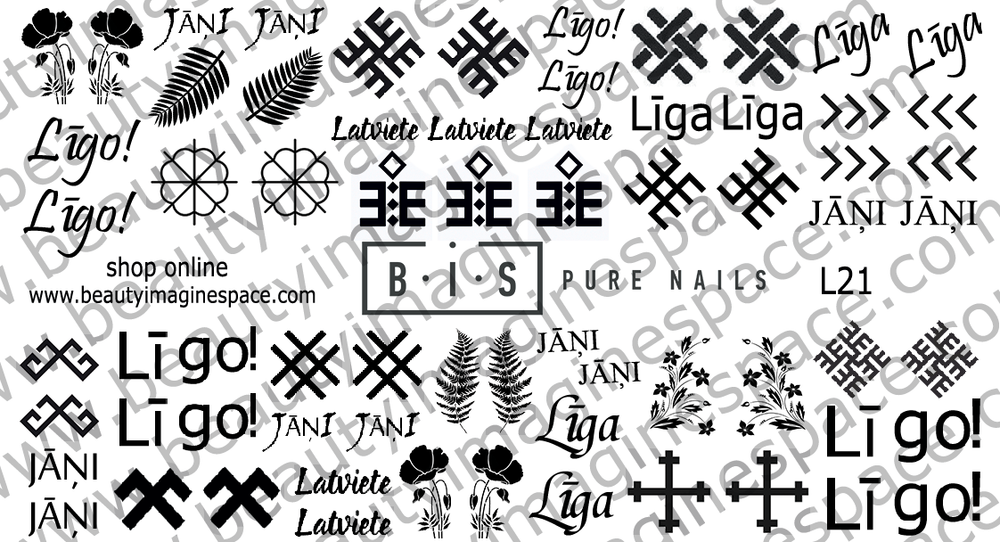 BIS Pure Nails Slider Nail Design Stickers Water Decals | LĪGO L21