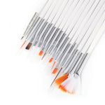 Nail extension and design brush set, 15 pcs
