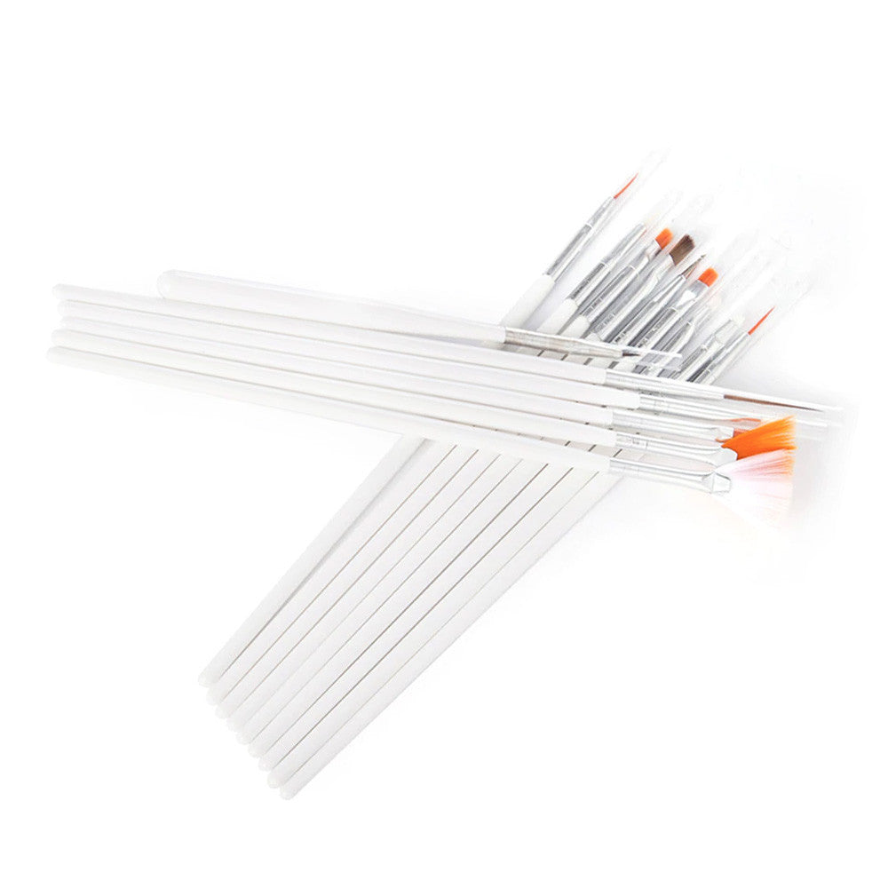 Nail extension and design brush set, 15 pcs