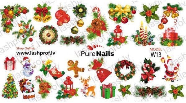 BIS Pure Nails nagu uzlīmes - dizaina slaideri | ZIEMASSVĒTKI W13