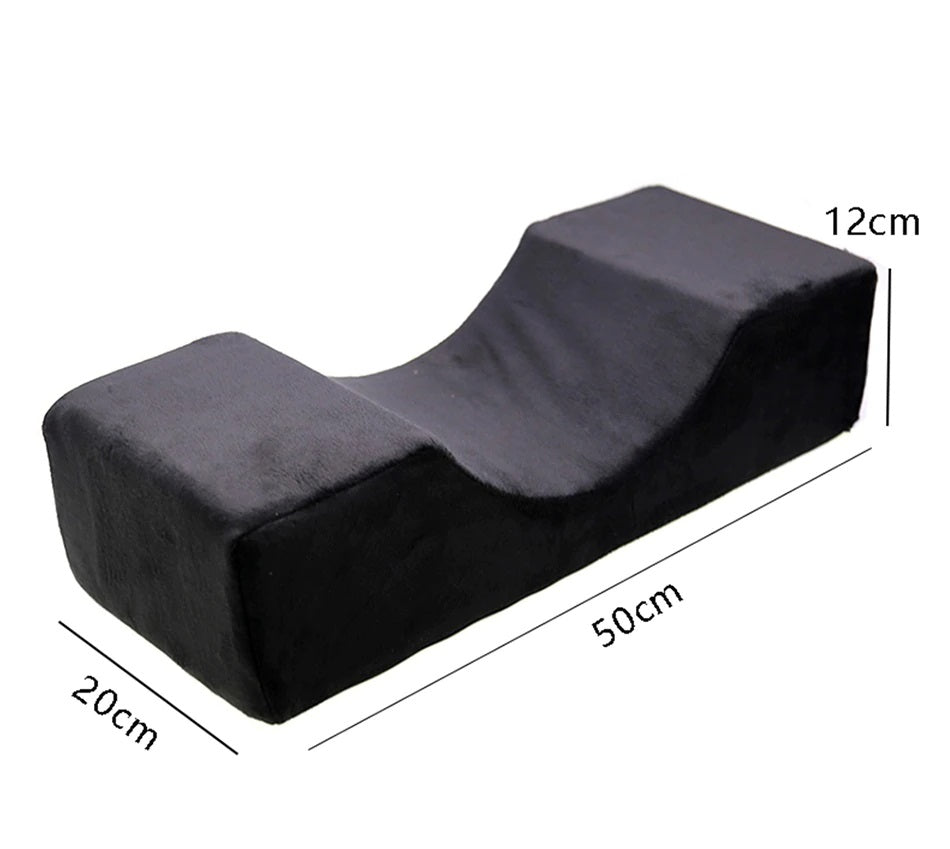 Memory foam neck pillow for eyelash extensions, LEATHER BLACK