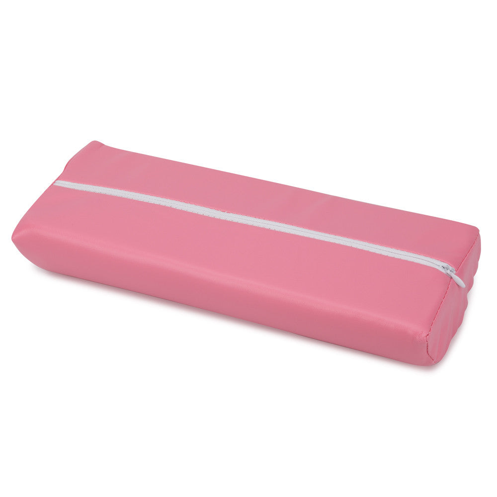 Manicure pad cushion with zipper, pink or red eco leather
