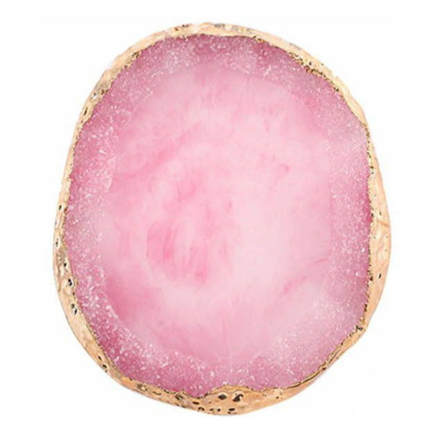 Agate stone glue pad pink ROUND, 70 mm