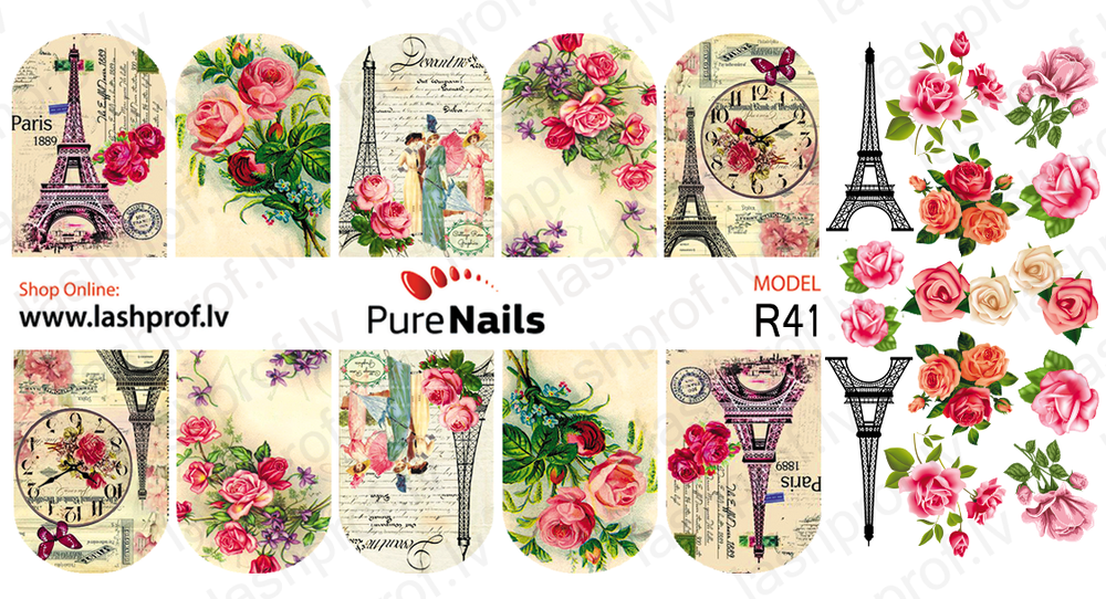 BIS Pure Nails nagu dizaina slaideri uzlīmes PARĪZE, R20, R41 vai O16