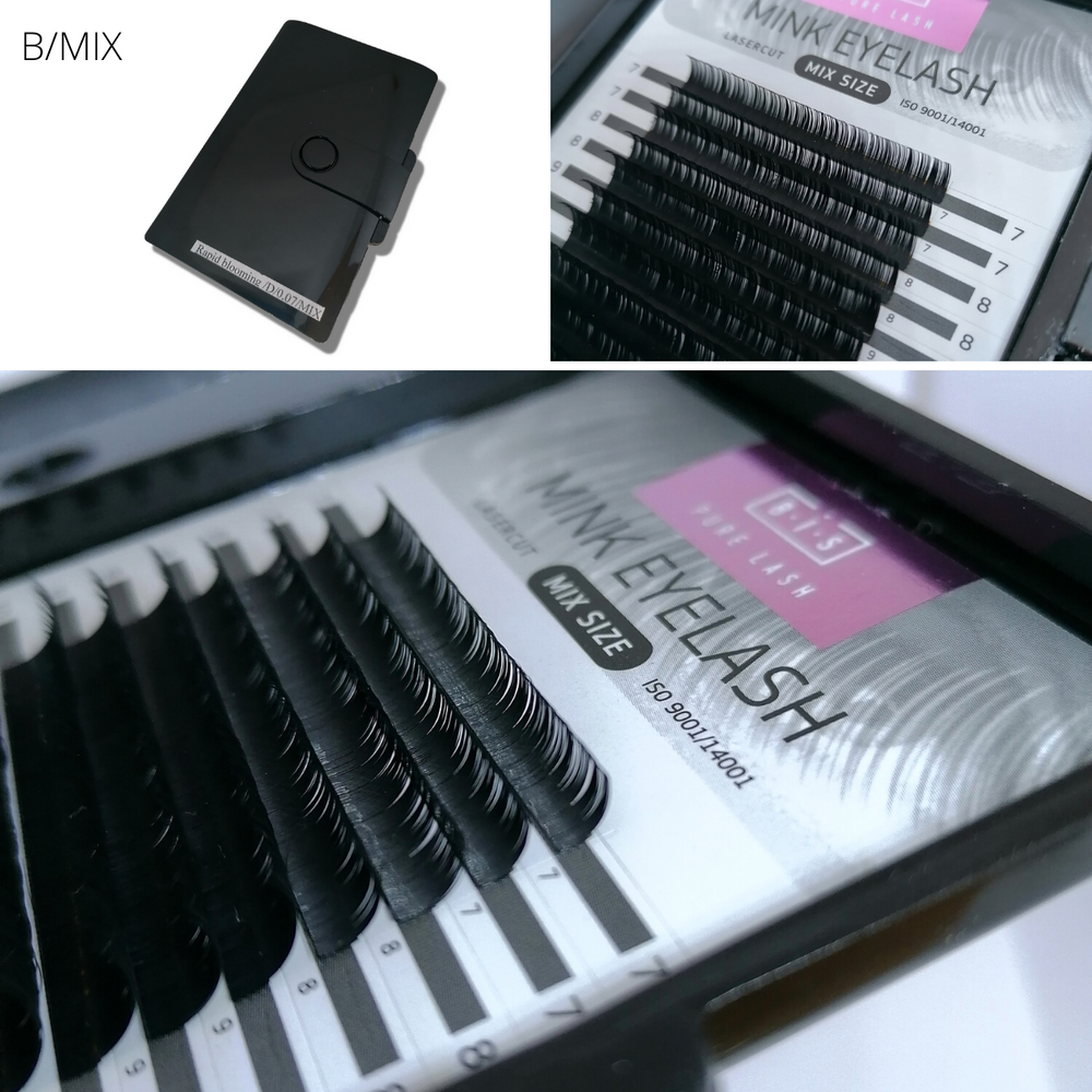 BIS Pure Lash Matte Mink eyelash extensions, 16 lines MIX, B shape