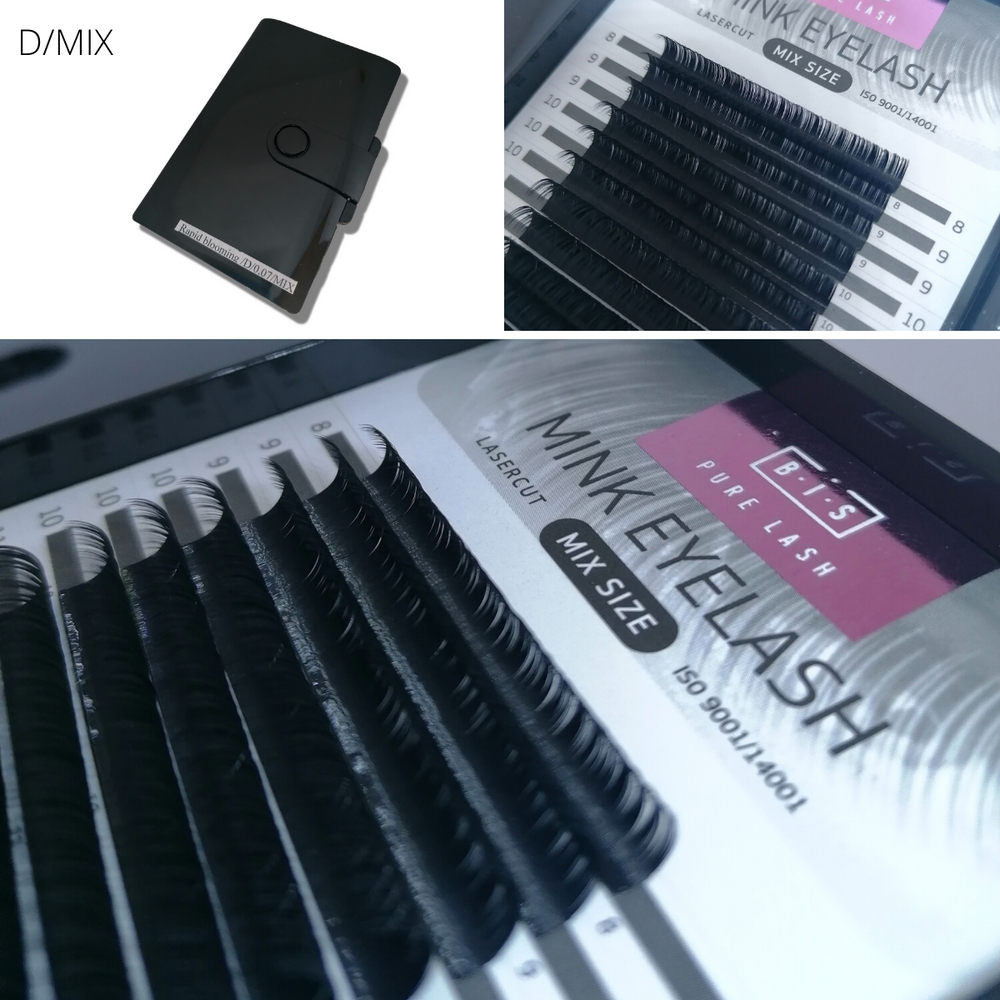 BIS Pure Lash Matte Mink eyelash extensions, 16 lines MIX, D shape
