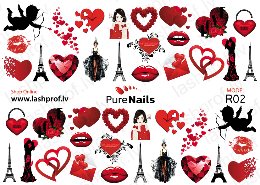 BIS Pure Nails slider nail design sticker decal LOVE, models F48, K07, R02, R35 and R102