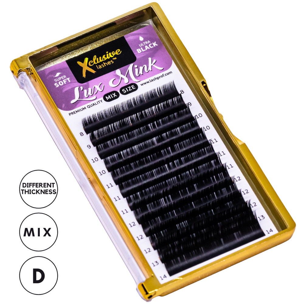 Xclusive Lashes Lux ūdeļu skropstas, MIX 8-14 mm, D, dažāda biezuma