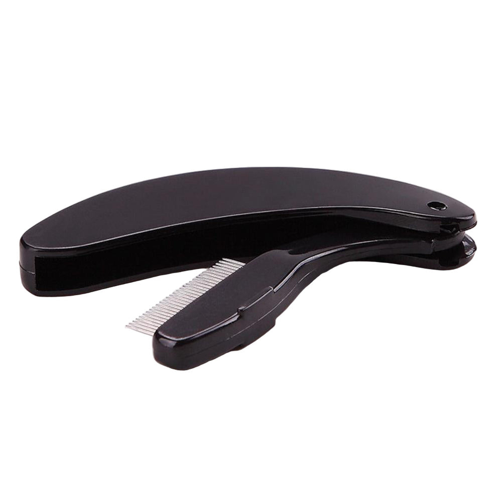 Foldable lash & brow comb BLACK, with metal teeth