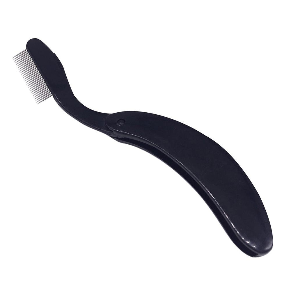 Foldable lash & brow comb BLACK, with metal teeth
