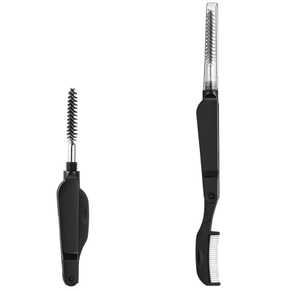 Foldable lash & brow comb BLACK, mascara wand + brush