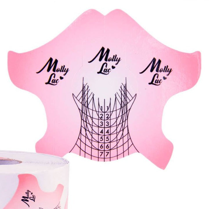 Molly Lac nail extension form template stickers FLEXIBLE purple, 10 pcs