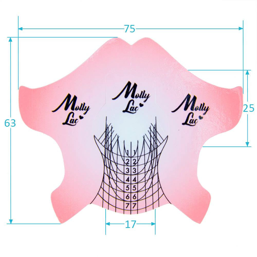 Molly Lac nail extension form template stickers FLEXIBLE pink, roll 500 pcs