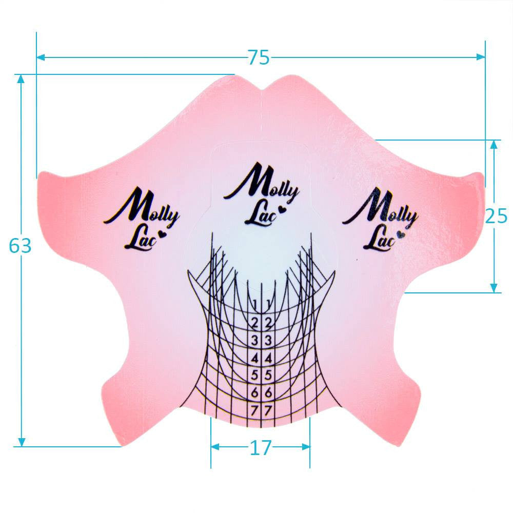 Molly Lac nail extension form template stickers FLEXIBLE pink, 10 pcs
