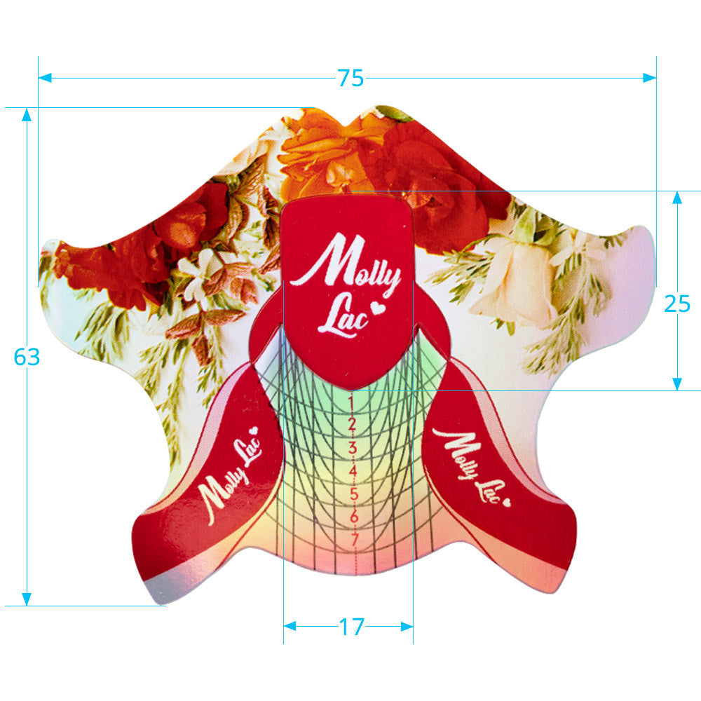 Molly Lac nail extension form template stickers LASER, 10 pcs
