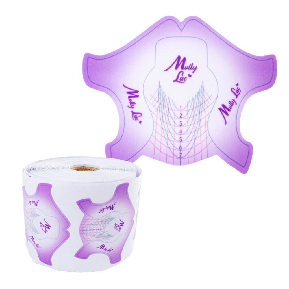 Molly Lac nail extension form template stickers FLEXIBLE purple, roll 500 pcs