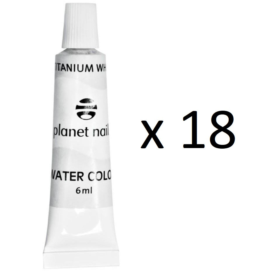 PRO acrylic water nail art paint set, 18 pcs WHITE or BLACK