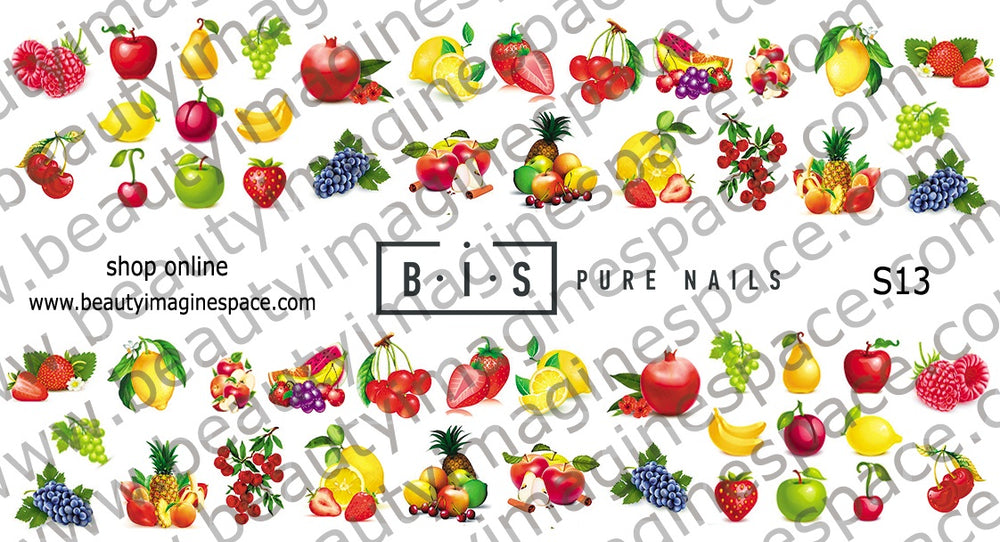 BIS Pure Nails nagu dizaina slaideri uzlīmes SULĪGIE AUGĻI, S13
