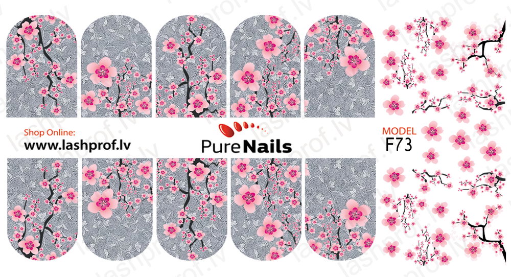 BIS Pure Nails water slider nail design sticker decal SAKURA, F73
