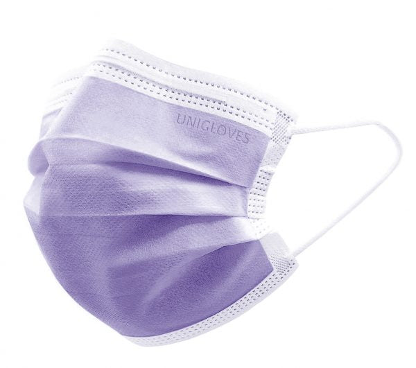 Unigloves ProfilPlus mask 3-play box of 50, LAVANDA