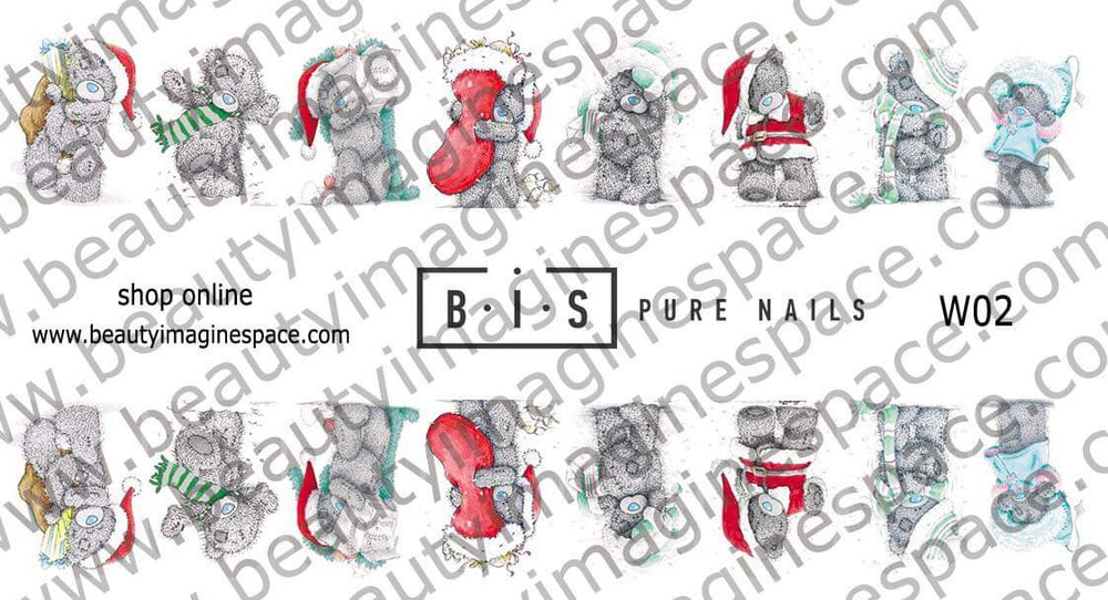 BIS Pure Nails nagu dizaina slaideri uzlīmes WINTER TEDDY W02