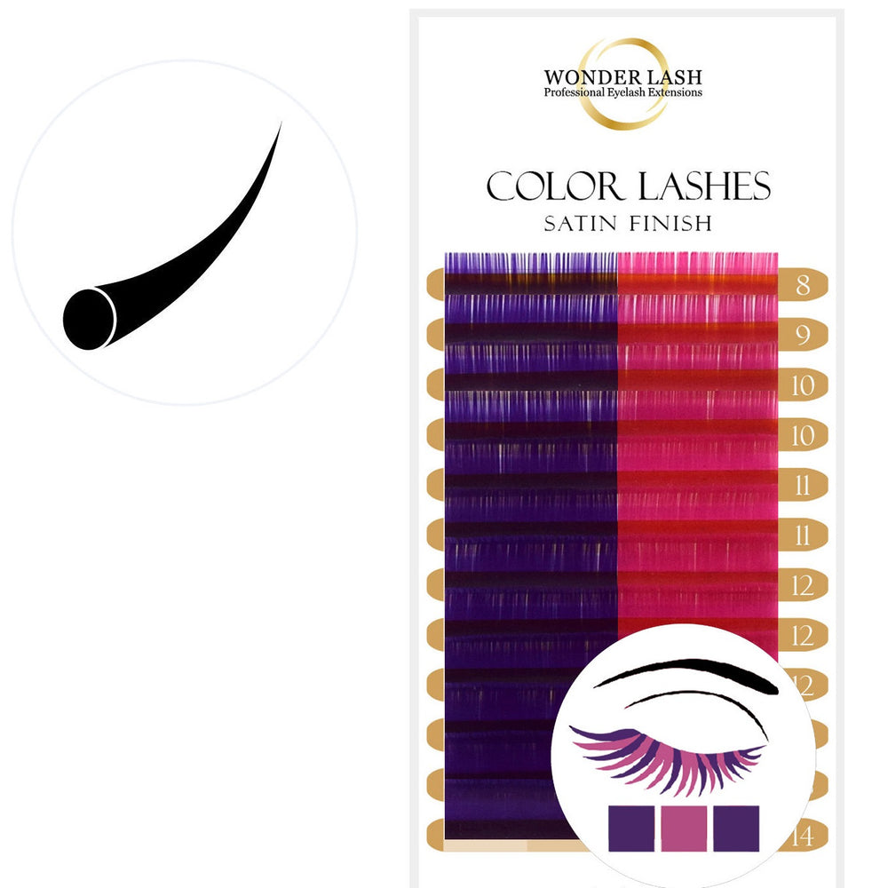 WonderLash® Color eyelash extension mink MIX, Purple + Pink