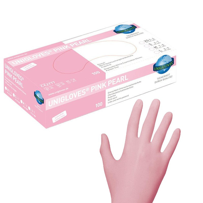 Unigloves nitrila cimdi 2 gab/1pāris XS, S vai M, ROZĀ