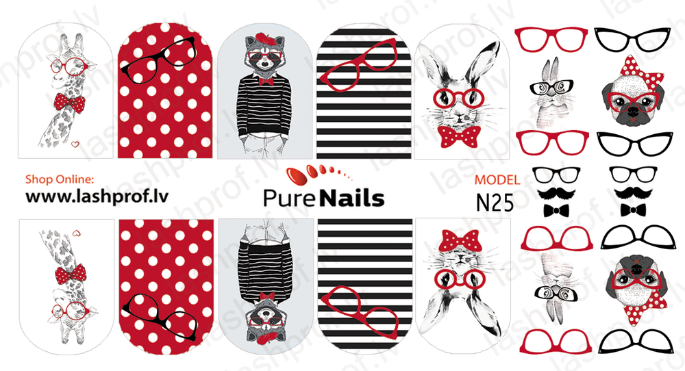 BIS Pure Nails water slider nail design sticker decal HIPSTERS, Art08 and N25